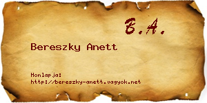 Bereszky Anett névjegykártya